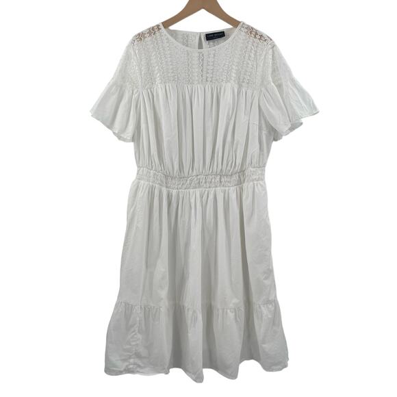 LANE BRYANT Dress Size 16 White Plus Curvy Lace Stretch Waist Bridal Wedding - Picture 1 of 14